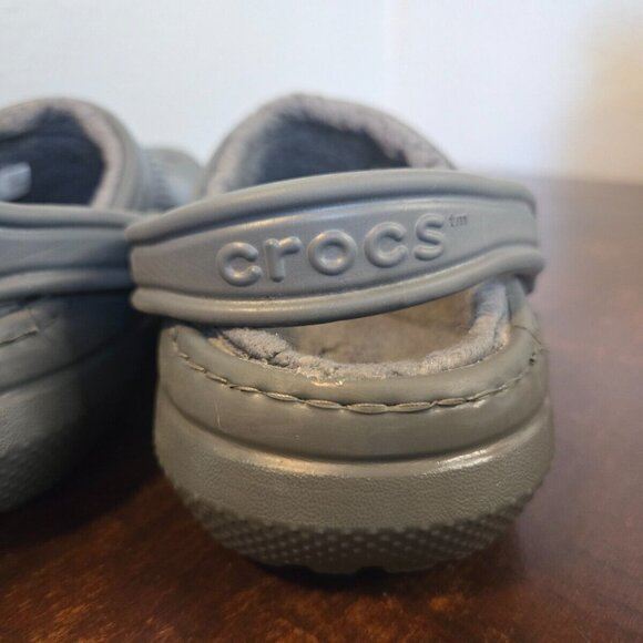 Croc Dual Comfort Gray Slip-On Clogs Fur Lined Men's-4 Women's-6 - Picture 6 of 15